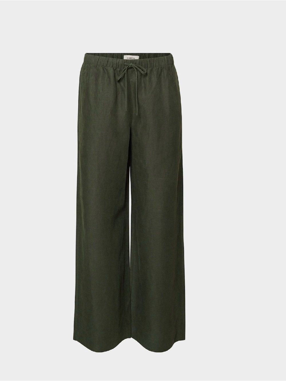BNWT Aritzia Cruiselinen Dark Olive Green Wide-Leg Drawstring Pants size Medium